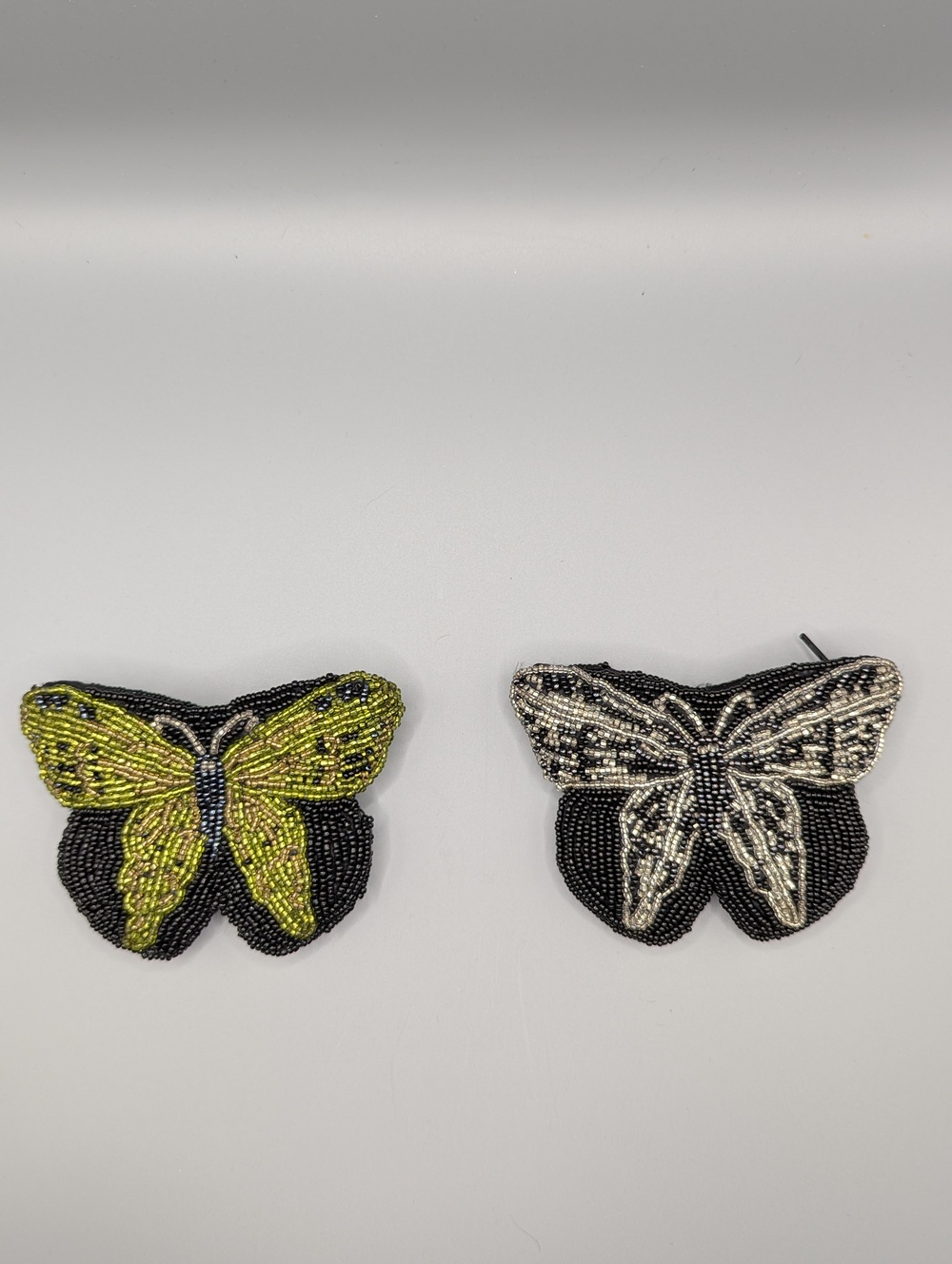Vintage Neiman Marcus Beaded Butterfly Coin Purse Glass Gold Silver Lot Of 2
